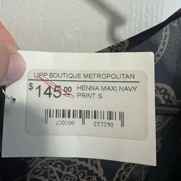 Boho Luxe Maxi Wrap Dress – Sheer Navy with Earth Tones – $128 Retail- Small - Picture 6 of 7